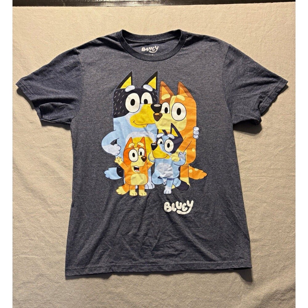 Bluey Men’s Gray Graphic Print Crew Neck Tagless T-Shirt Short Sleeve M